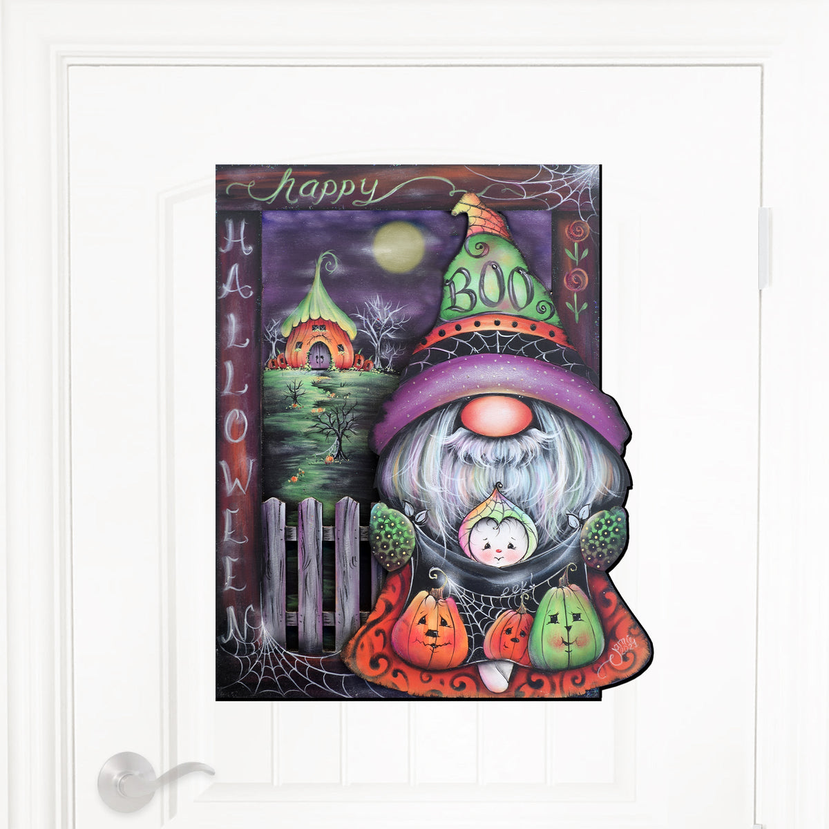 Boo! Halloween Gnome Wooden Door Hanger — 24 in.
