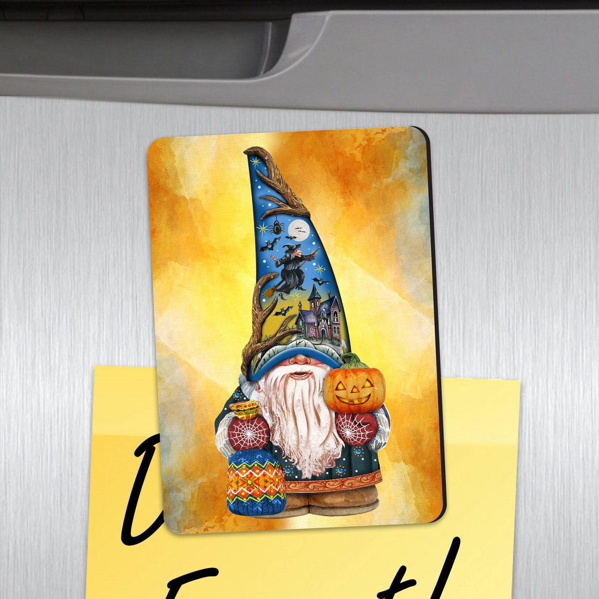Spooky Halloween Gnome Refrigerator Eco Wood Magnets Set of 3