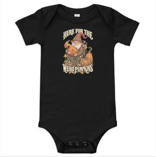 Digital supplier preview of the MasterGnome Weird Pumpkins baby garment.