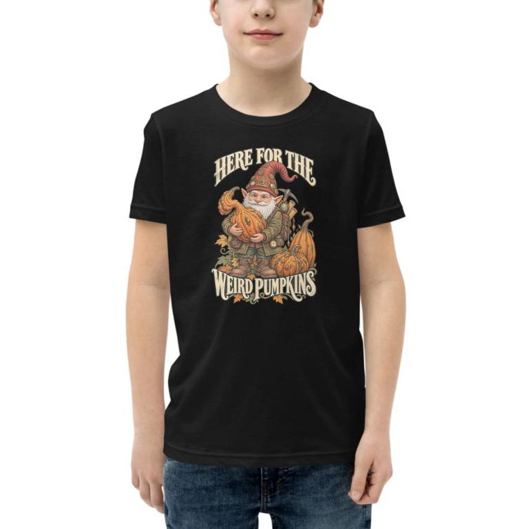 Digital supplier preview of the MasterGnome Weird Pumpkins youth garment.