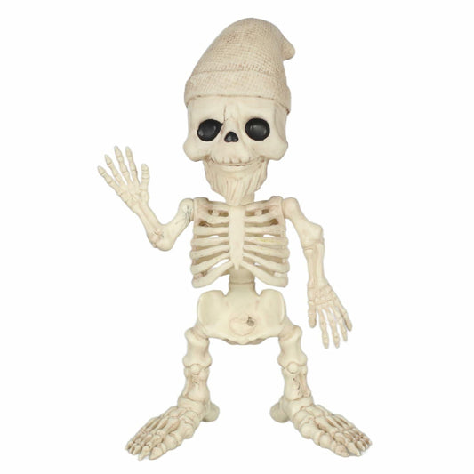 Seasons 12" Skeleton Gnome Figurine Halloween Decoration White Plastic
