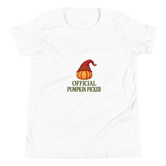 Official Pumpkin Picker — Youth Tee, front view, digital supplier preview of the actual print file